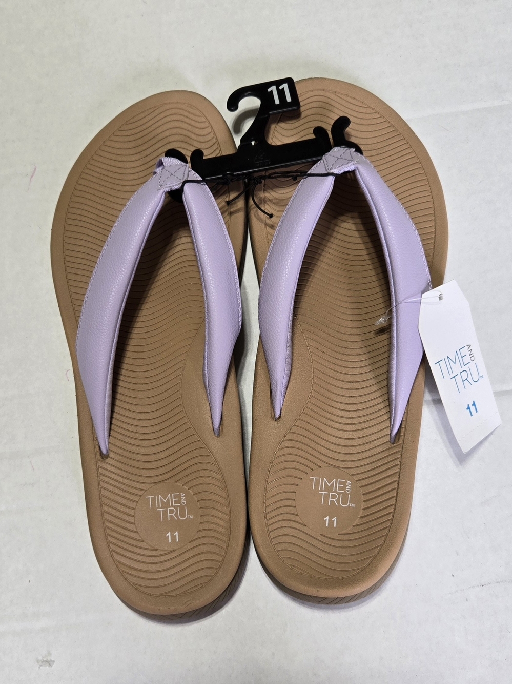 Time and Tru Lilac Strap Tan Footbed Women's Flip Flops